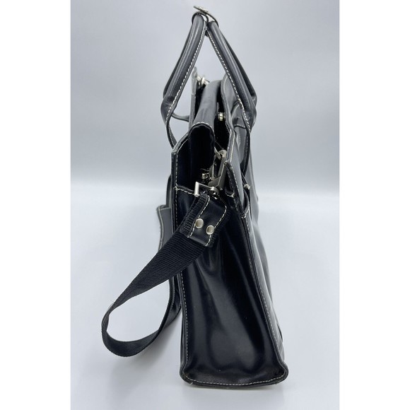 Samsonite Messenger Bag Laptop Case Black Leather Carry On - Picture 2 of 11